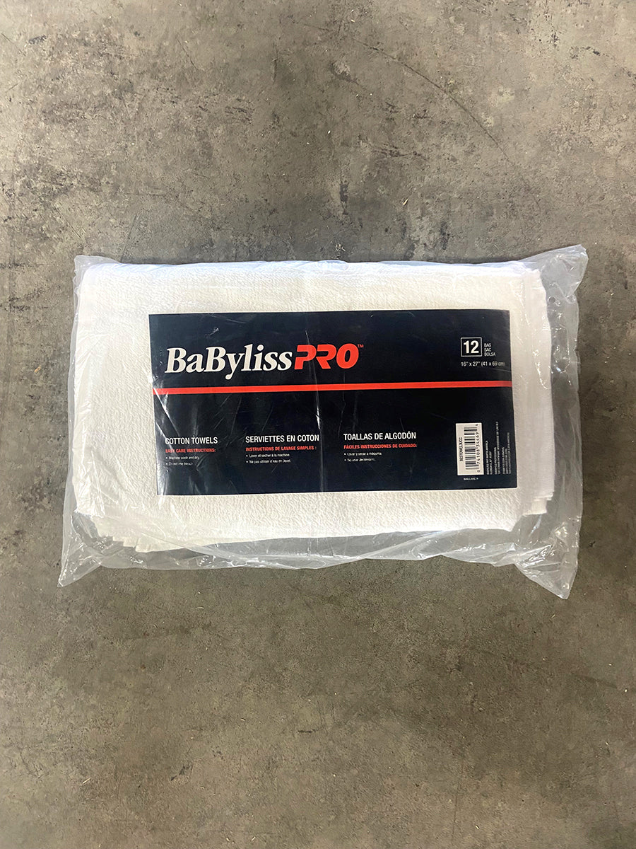 BaBylissPRO - Serviette en Coton 100% - Blanches - Paquet de 12